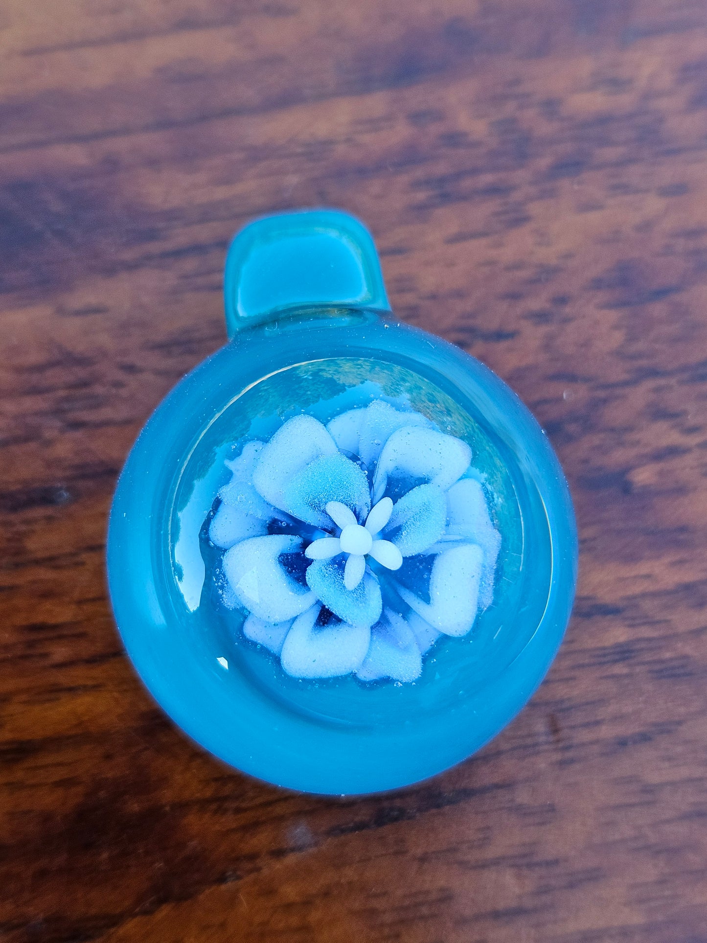 Blue and White Glass Flower Pendant