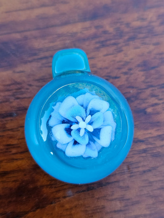 Blue and White Glass Flower Pendant