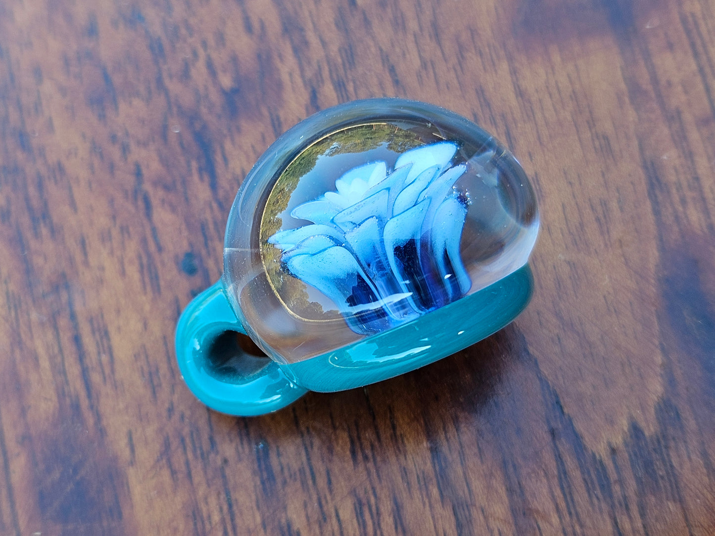 Blue and White Glass Flower Pendant