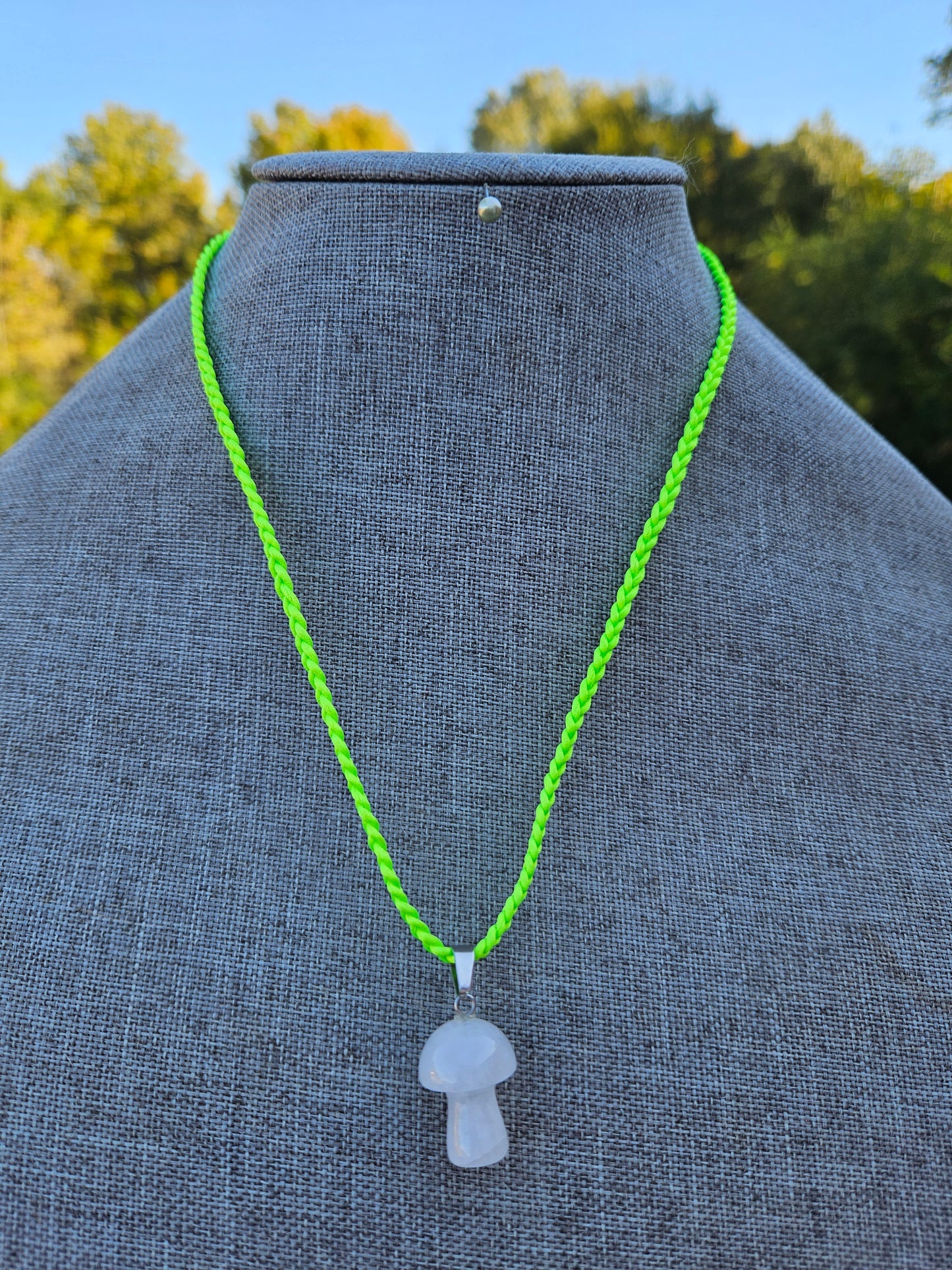 Neon Green Mushroom Necklace