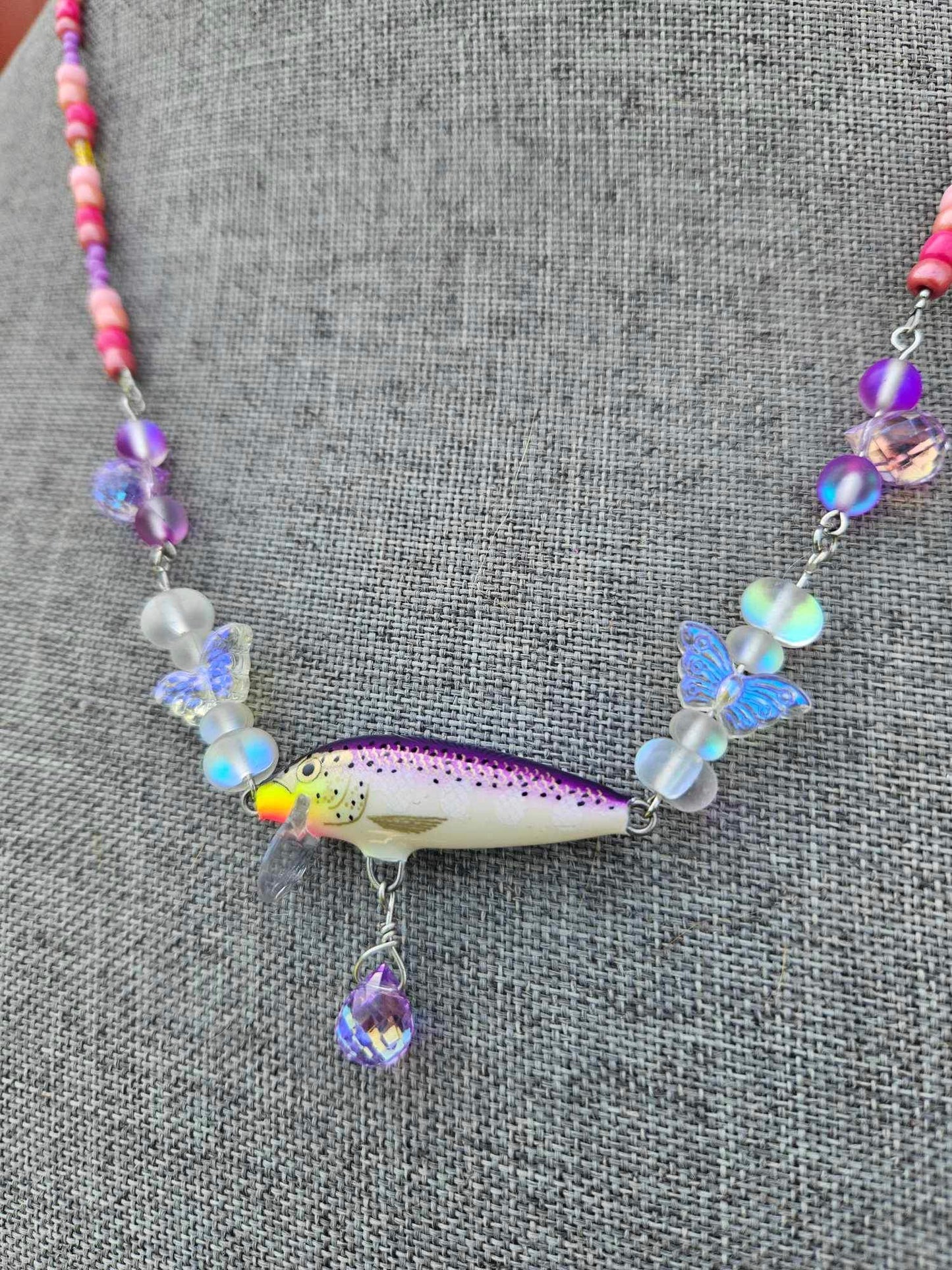 “Girlz Just Wanna Fish” Beaded Lure Necklace