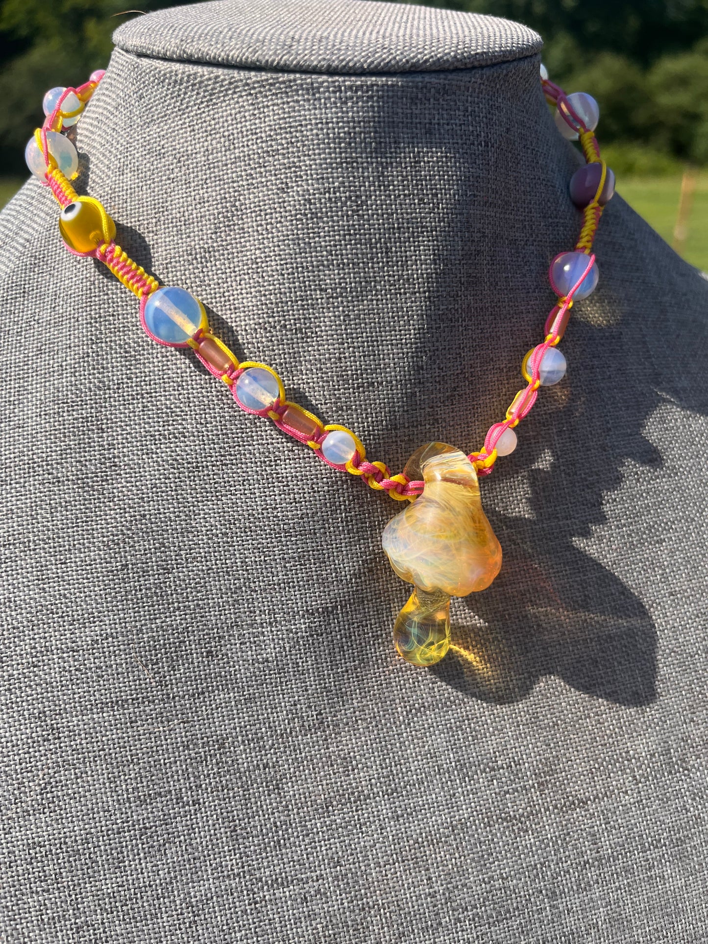 Mellow Yellow Mushroom Nylon Necklace