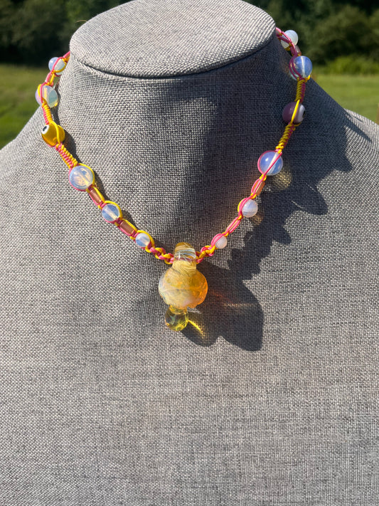 Mellow Yellow Mushroom Nylon Necklace