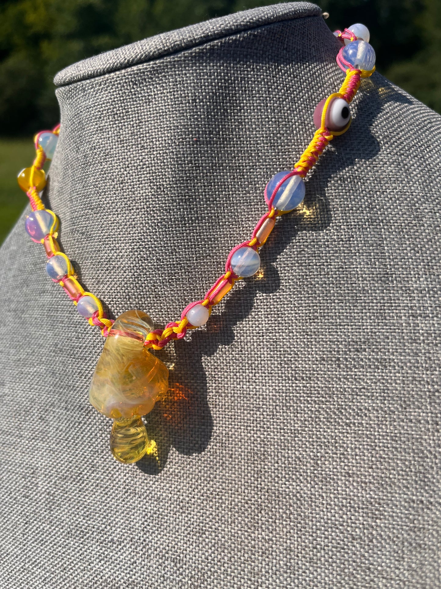 Mellow Yellow Mushroom Nylon Necklace