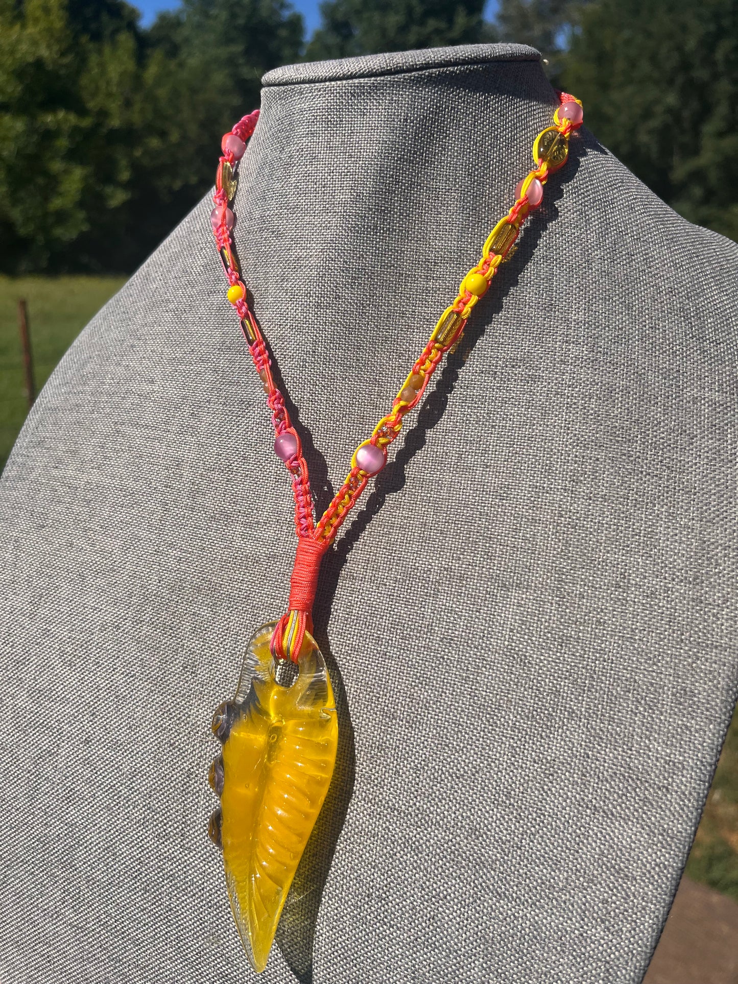 Strawberry Lemonade Death Dagger Nylon Necklace ft. @bufoglassworks