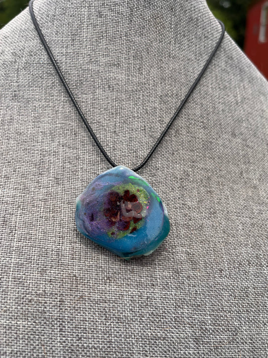 Blue, Green and Purple Pinecone Pendant