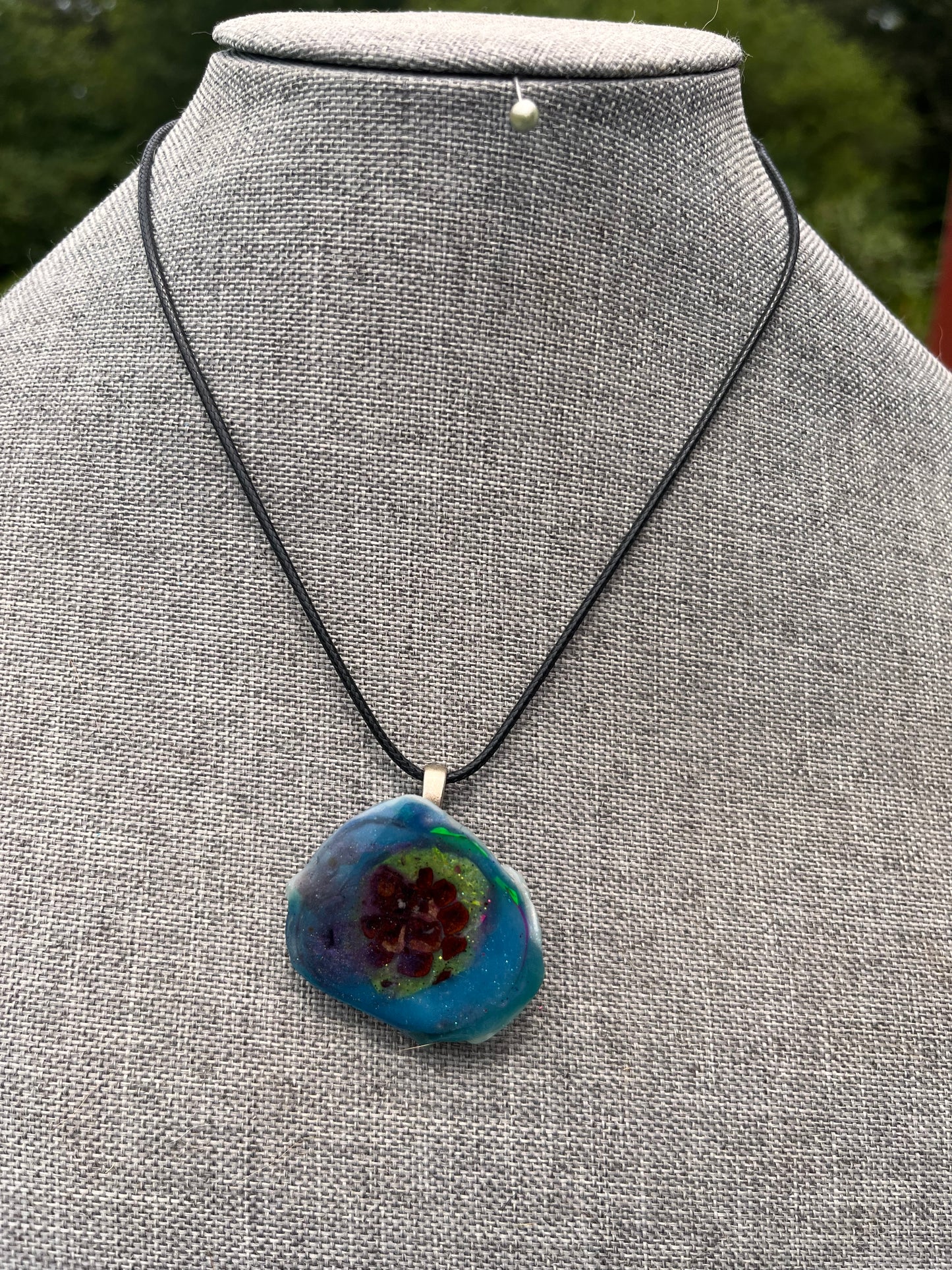 Blue, Green and Purple Pinecone Pendant