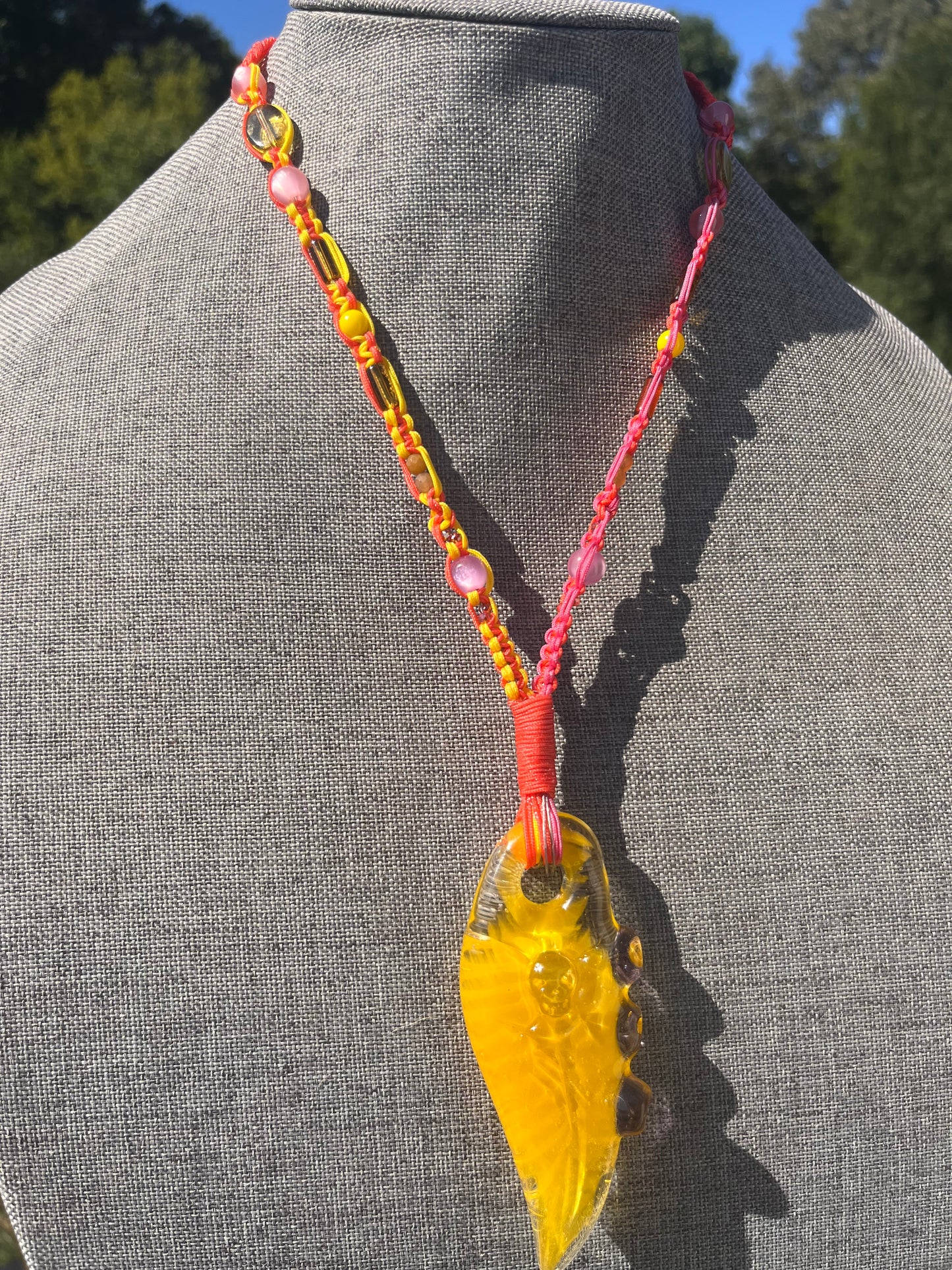 Strawberry Lemonade Death Dagger Nylon Necklace ft. @bufoglassworks