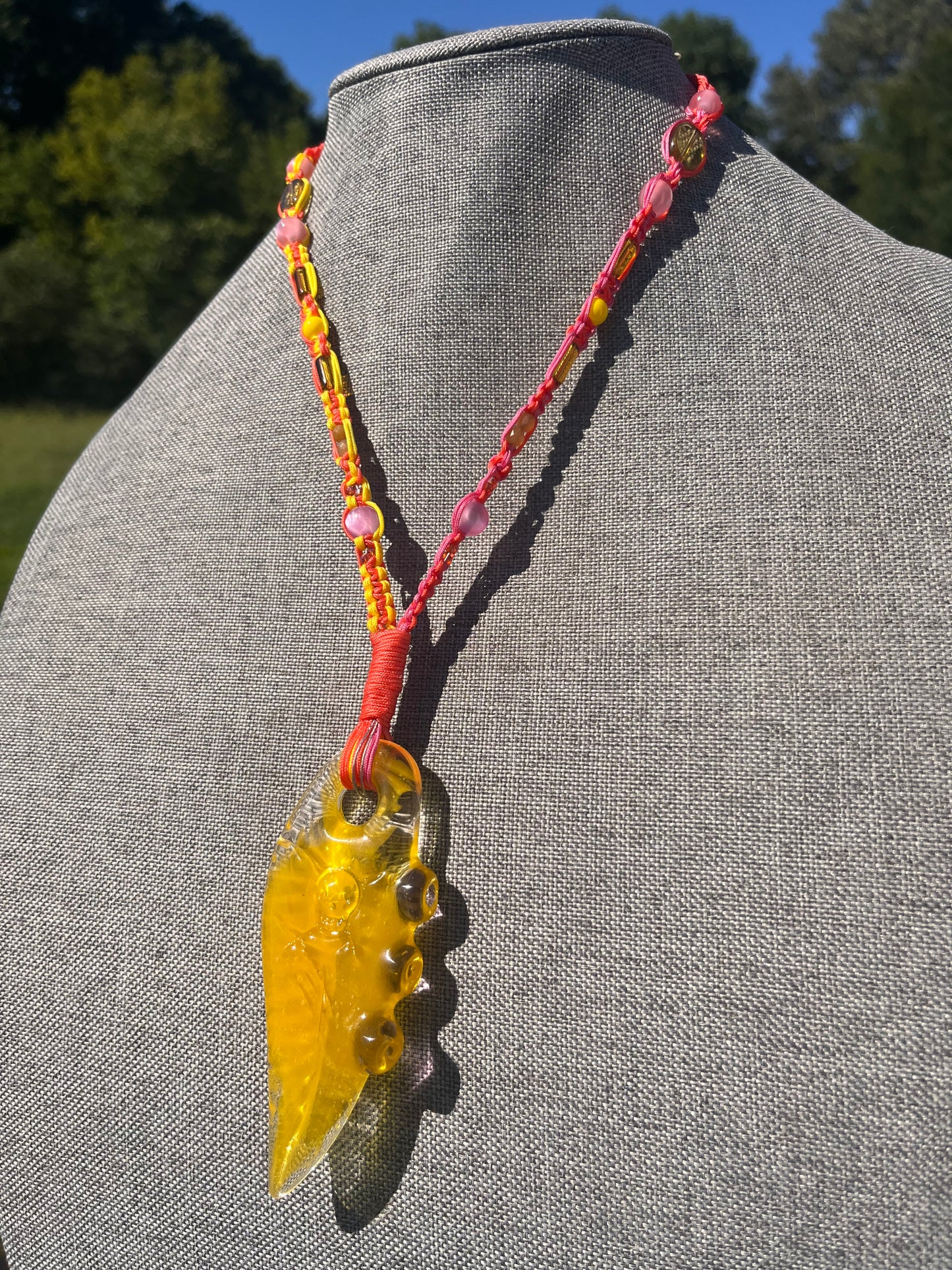 Strawberry Lemonade Death Dagger Nylon Necklace ft. @bufoglassworks