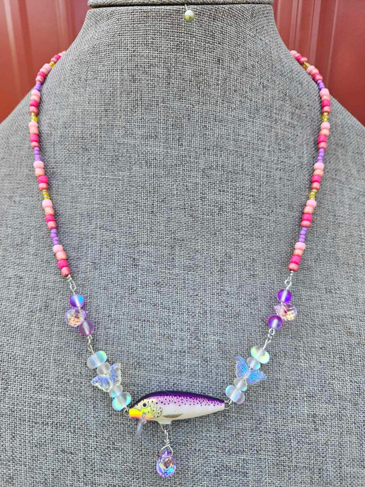 “Girlz Just Wanna Fish” Beaded Lure Necklace