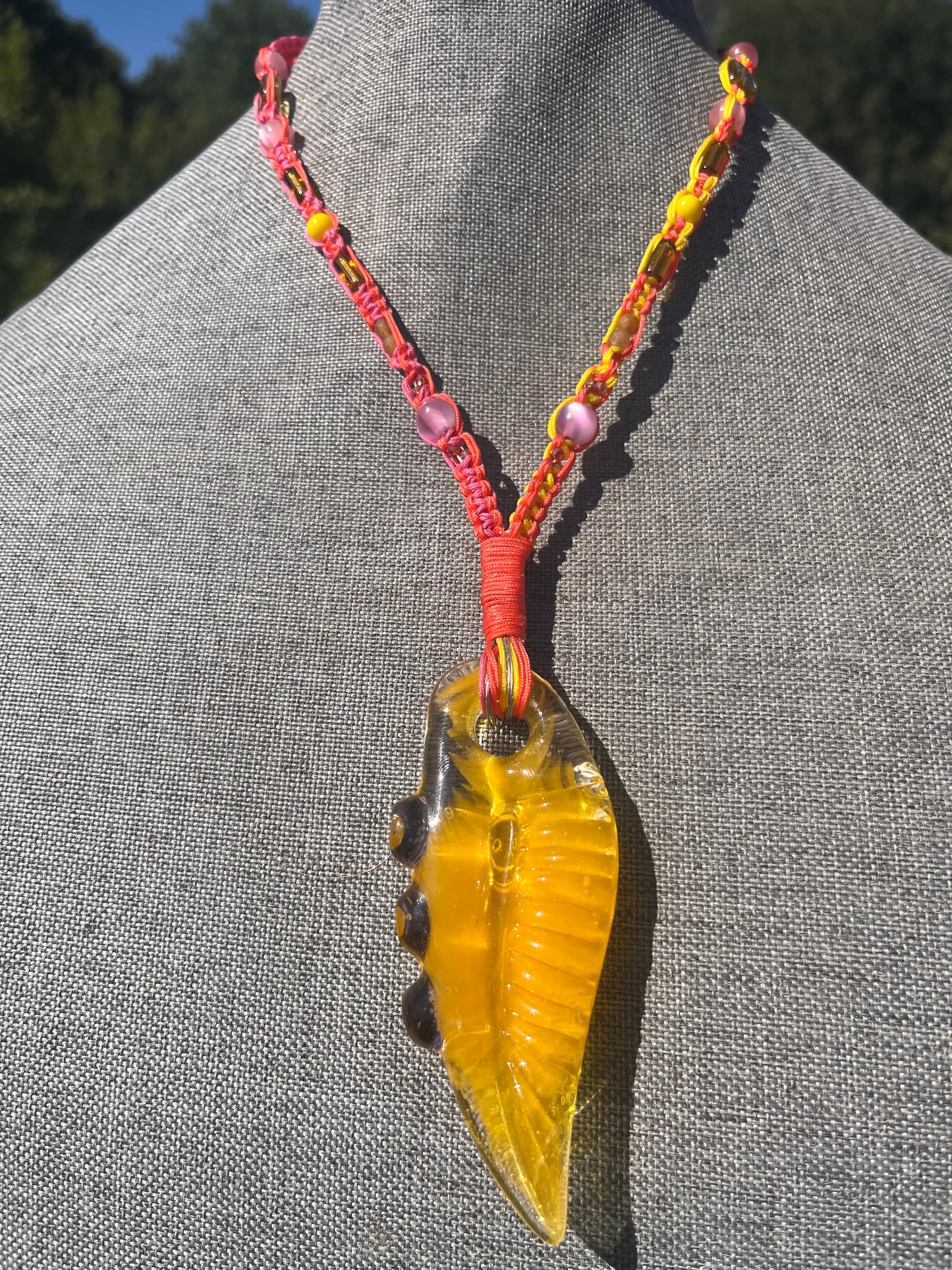 Strawberry Lemonade Death Dagger Nylon Necklace ft. @bufoglassworks