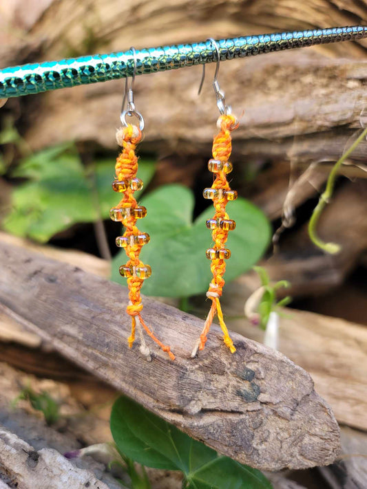 Harvest Orange Stainless Steel Hempcord Earrings