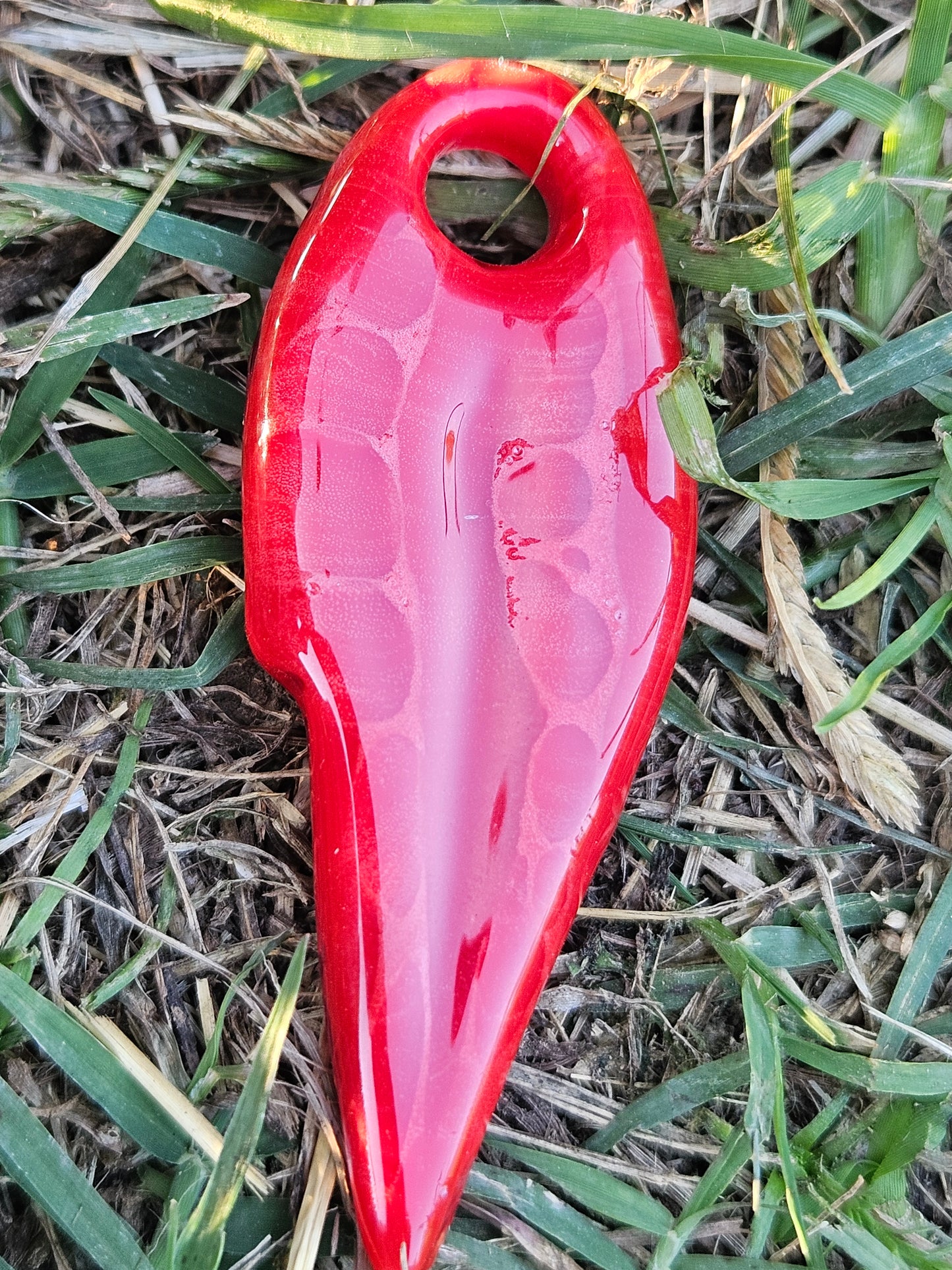 Red Marbled Blade Pendant