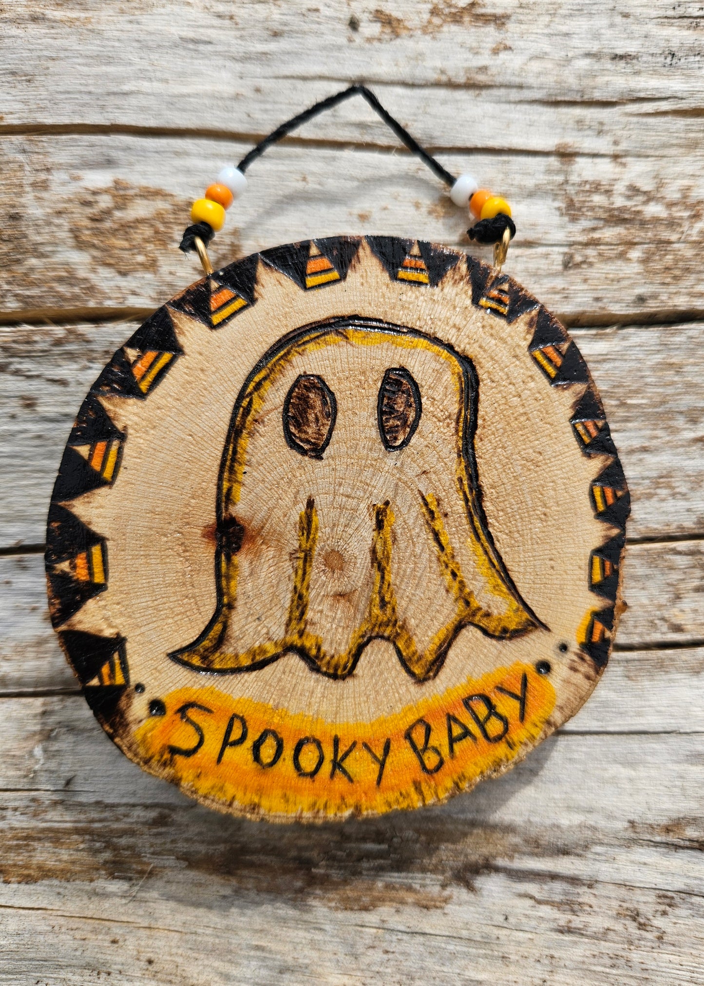 Spooky Baby Wood Slice Hanger