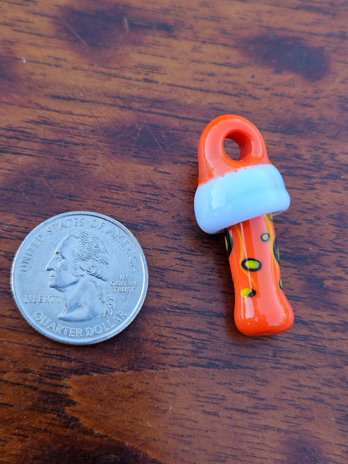 Orange Glass Mushroom Pendant