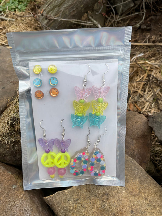 Pastel Butterflies Earring 6 Pack