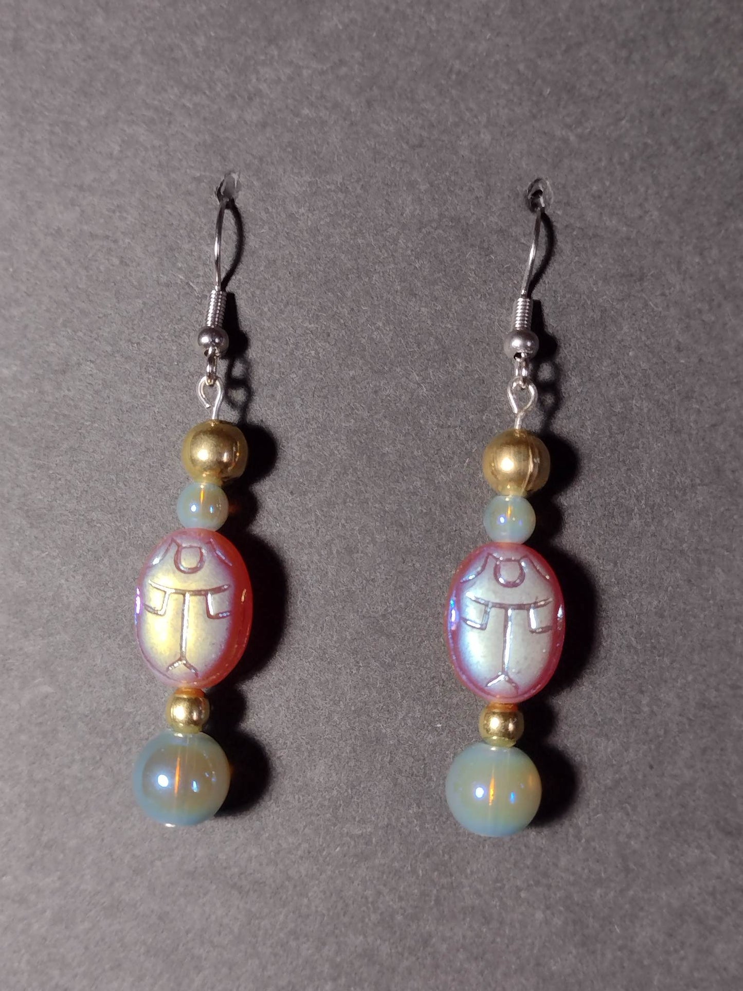 Mystic Scarab Red Color Change Earrings