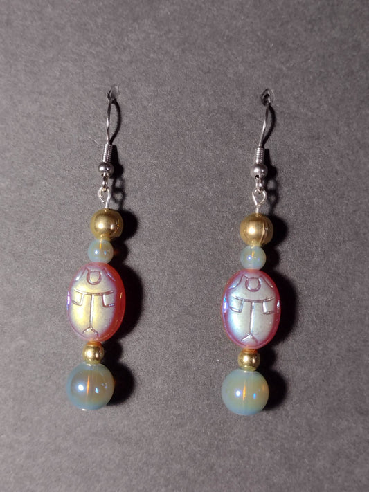 Mystic Scarab Red Color Change Earrings